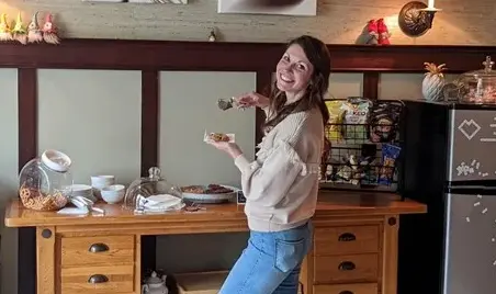 Lady grabbing cookies